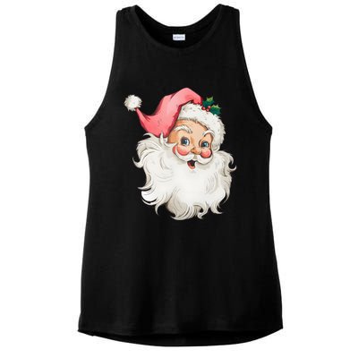 Christmas Holiday Santa Claus Funny Cute Ladies PosiCharge Tri-Blend Wicking Tank