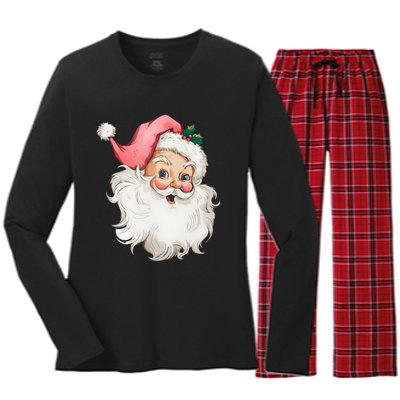 Christmas Holiday Santa Claus Funny Cute Women's Long Sleeve Flannel Pajama Set 