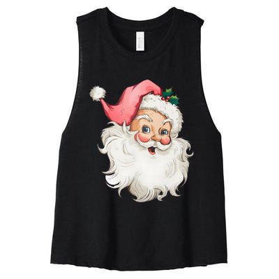 Christmas Holiday Santa Claus Funny Cute Women's Racerback Cropped Tank