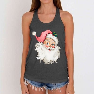 Christmas Holiday Santa Claus Funny Cute Women's Knotted Racerback Tank