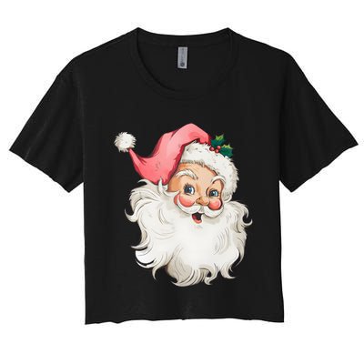 Christmas Holiday Santa Claus Funny Cute Women's Crop Top Tee