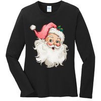 Christmas Holiday Santa Claus Funny Cute Ladies Long Sleeve Shirt