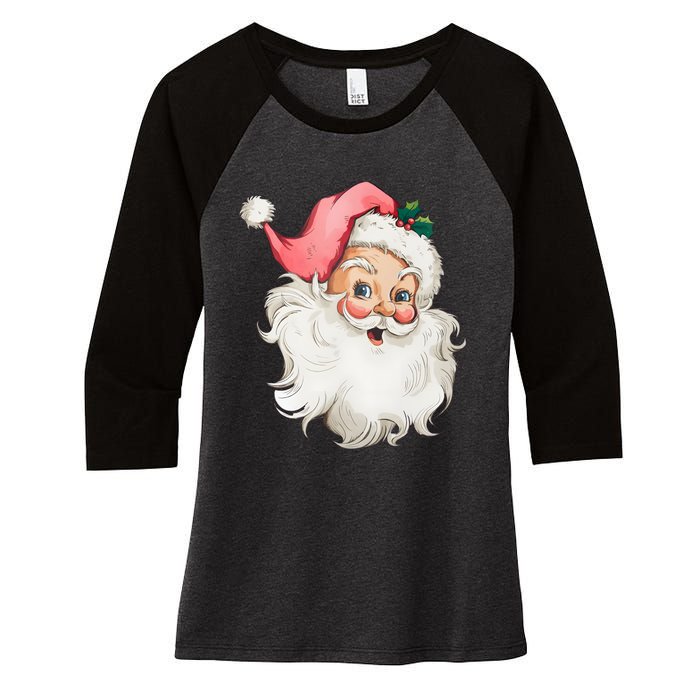 Christmas Holiday Santa Claus Funny Cute Women's Tri-Blend 3/4-Sleeve Raglan Shirt