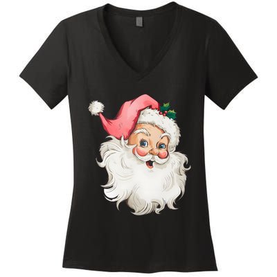 Christmas Holiday Santa Claus Funny Cute Women's V-Neck T-Shirt