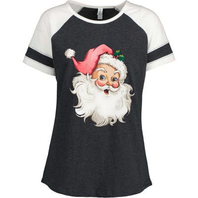 Christmas Holiday Santa Claus Funny Cute Enza Ladies Jersey Colorblock Tee