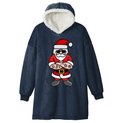 Cool Hipster Santa Claus Tattoo Christmas Hard Rock Gift Hooded Wearable Blanket