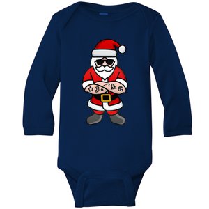 Cool Hipster Santa Claus Tattoo Christmas Hard Rock Gift Baby Long Sleeve Bodysuit