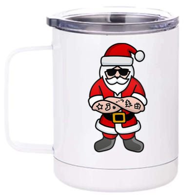 Cool Hipster Santa Claus Tattoo Christmas Hard Rock Gift 12 oz Stainless Steel Tumbler Cup