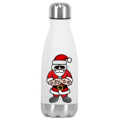 Cool Hipster Santa Claus Tattoo Christmas Hard Rock Gift Stainless Steel Insulated Water Bottle