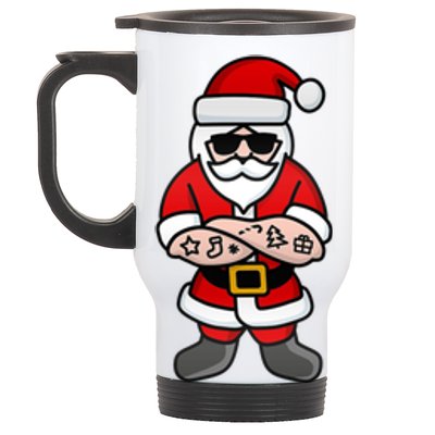 Cool Hipster Santa Claus Tattoo Christmas Hard Rock Gift Stainless Steel Travel Mug