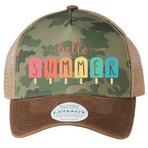 Colorful Hello Summer Popsicle Graphic Legacy Tie Dye Trucker Hat