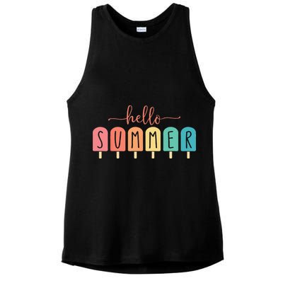Colorful Hello Summer Popsicle Graphic Ladies PosiCharge Tri-Blend Wicking Tank