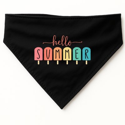 Colorful Hello Summer Popsicle Graphic USA-Made Doggie Bandana