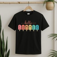 Colorful Hello Summer Popsicle Graphic T-Shirt