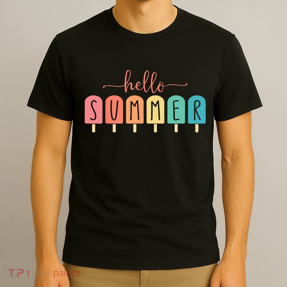 Colorful Hello Summer Popsicle Graphic T-Shirt