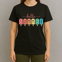 Colorful Hello Summer Popsicle Graphic T-Shirt