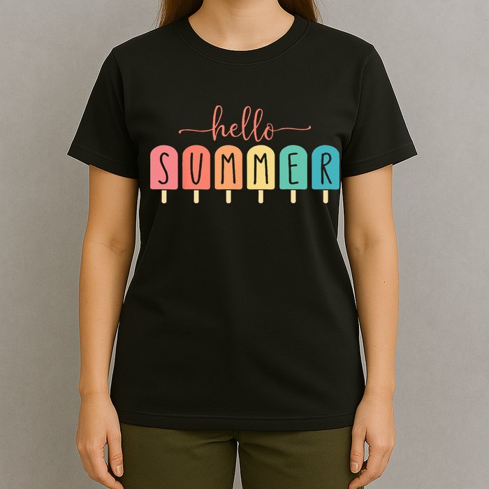 Colorful Hello Summer Popsicle Graphic T-Shirt