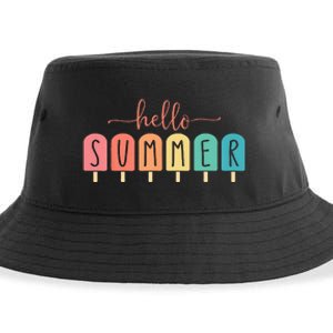 Colorful Hello Summer Popsicle Graphic Sustainable Bucket Hat