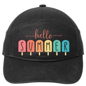 Colorful Hello Summer Popsicle Graphic 7-Panel Snapback Hat