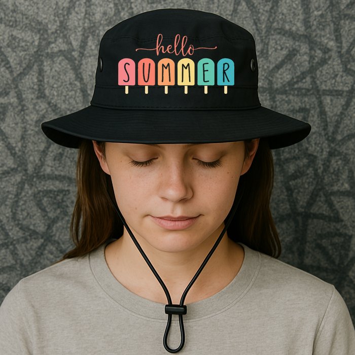 Colorful Hello Summer Popsicle Graphic Bucket Hat