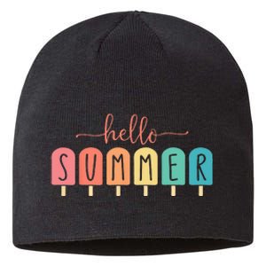 Colorful Hello Summer Popsicle Graphic Sustainable Beanie