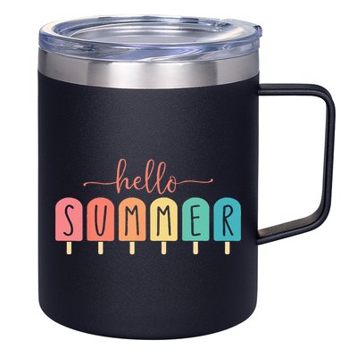 Colorful Hello Summer Popsicle Graphic 12oz Stainless Steel Coffee Mug