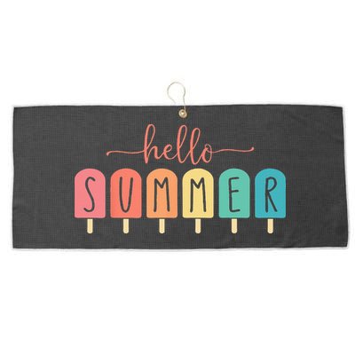 Colorful Hello Summer Popsicle Graphic Large Microfiber Waffle Golf Towel
