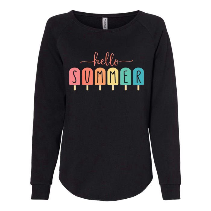 Colorful Hello Summer Popsicle Graphic Womens California Wash Sweatshirt