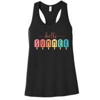 Colorful Hello Summer Popsicle Graphic Women's Racerback Tank