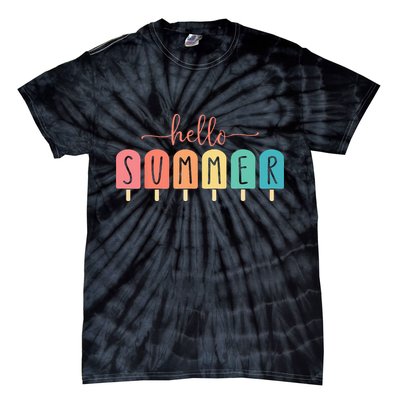Colorful Hello Summer Popsicle Graphic Tie-Dye T-Shirt
