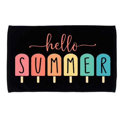 Colorful Hello Summer Popsicle Graphic Microfiber Hand Towel