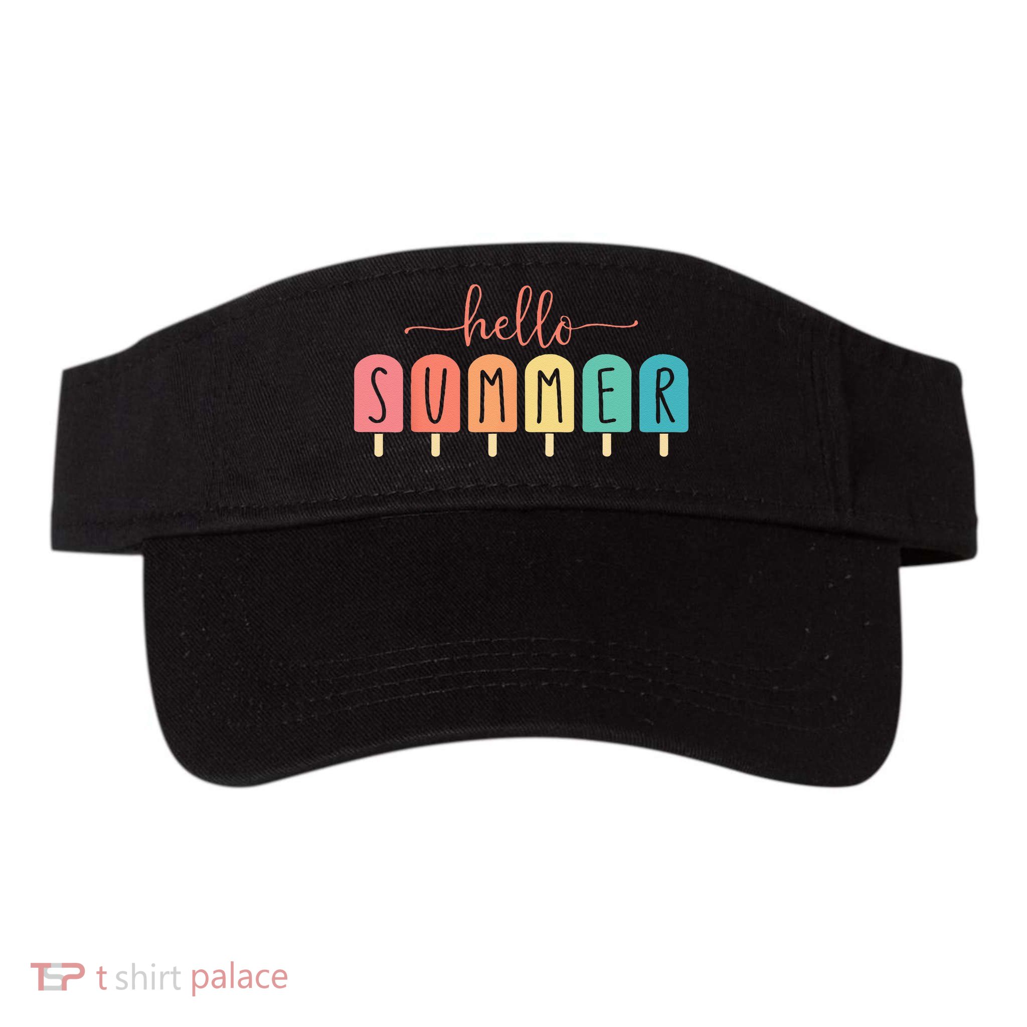 Colorful Hello Summer Popsicle Graphic Visor