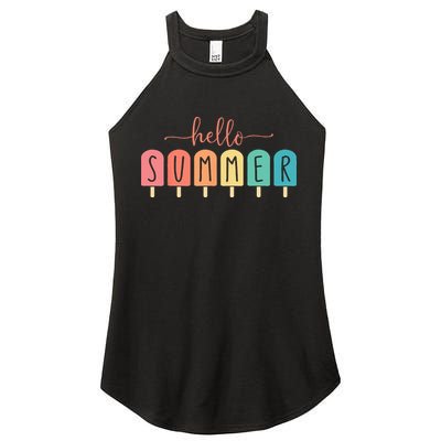 Colorful Hello Summer Popsicle Graphic Women's Perfect Tri Rocker Tank