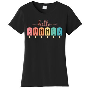 Colorful Hello Summer Popsicle Graphic Women's T-Shirt