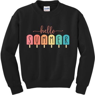 Colorful Hello Summer Popsicle Graphic Kids Sweatshirt