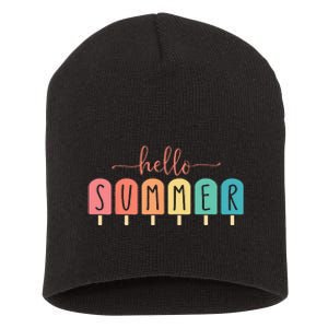 Colorful Hello Summer Popsicle Graphic Short Acrylic Beanie