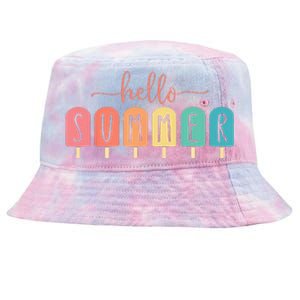 Colorful Hello Summer Popsicle Graphic Tie-Dyed Bucket Hat