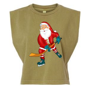 Christmas Hockey Santa Hockey Player Santa Playing Hockey Gift Garment-Dyed Women's Muscle Tee