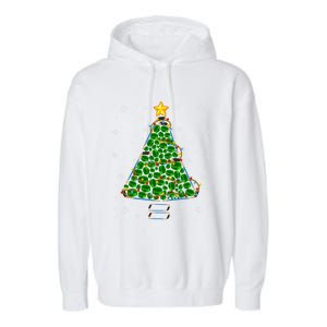 Christmas Hockey Sports Lover Xmas Tree Lights Pajama Gift Garment-Dyed Fleece Hoodie