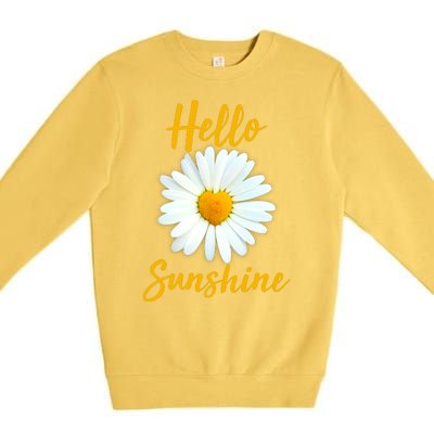 Cute Hello Sunshine Heart Daisy Flower Premium Crewneck Sweatshirt