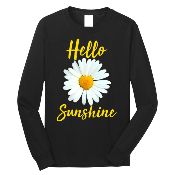 Cute Hello Sunshine Heart Daisy Flower Long Sleeve Shirt