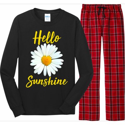 Cute Hello Sunshine Heart Daisy Flower Long Sleeve Pajama Set