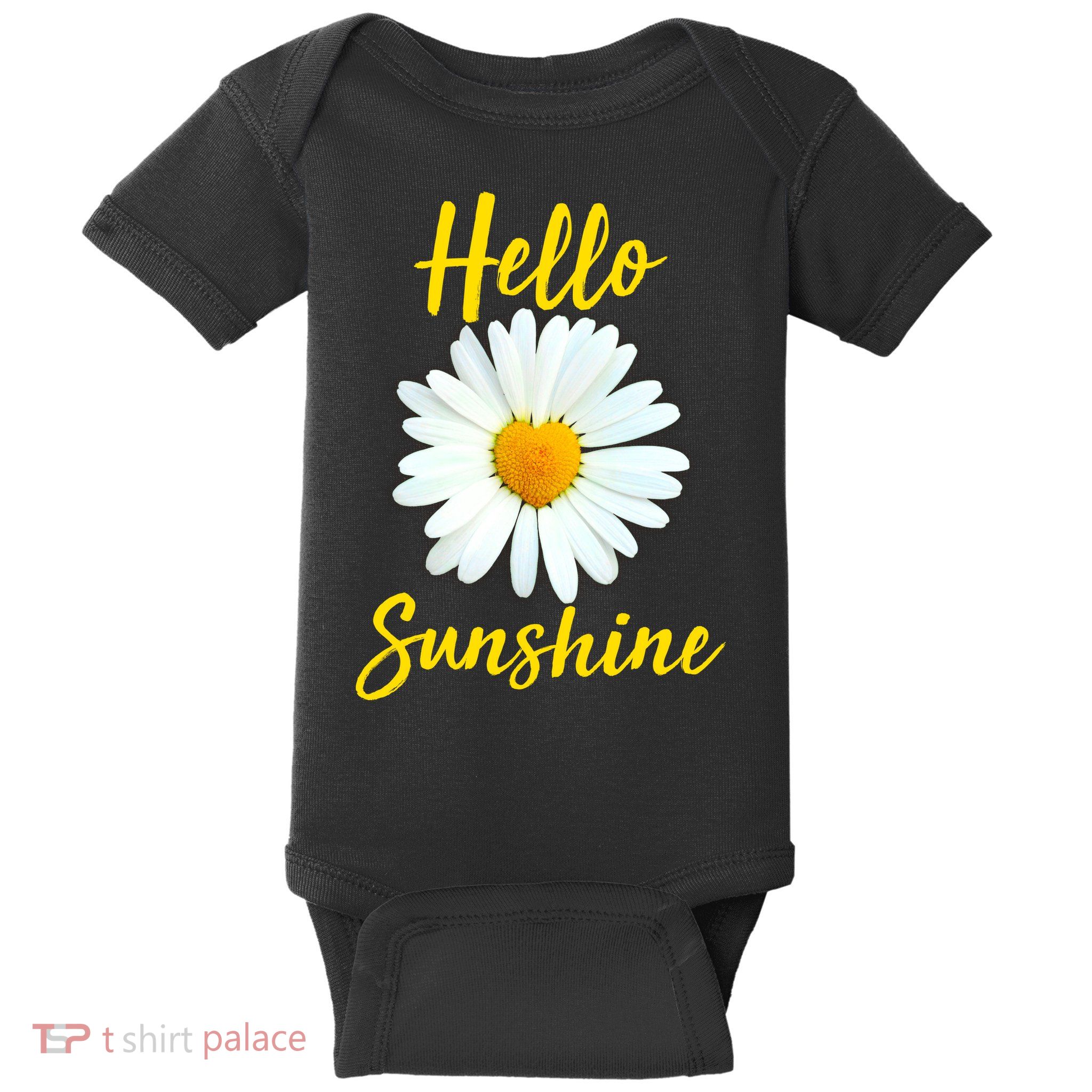 Cute Hello Sunshine Heart Daisy Flower Baby Bodysuit