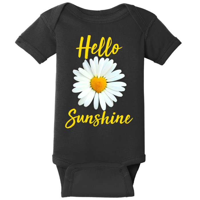 Cute Hello Sunshine Heart Daisy Flower Baby Bodysuit