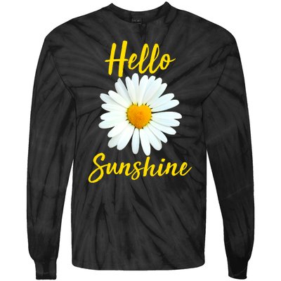 Cute Hello Sunshine Heart Daisy Flower Tie-Dye Long Sleeve Shirt