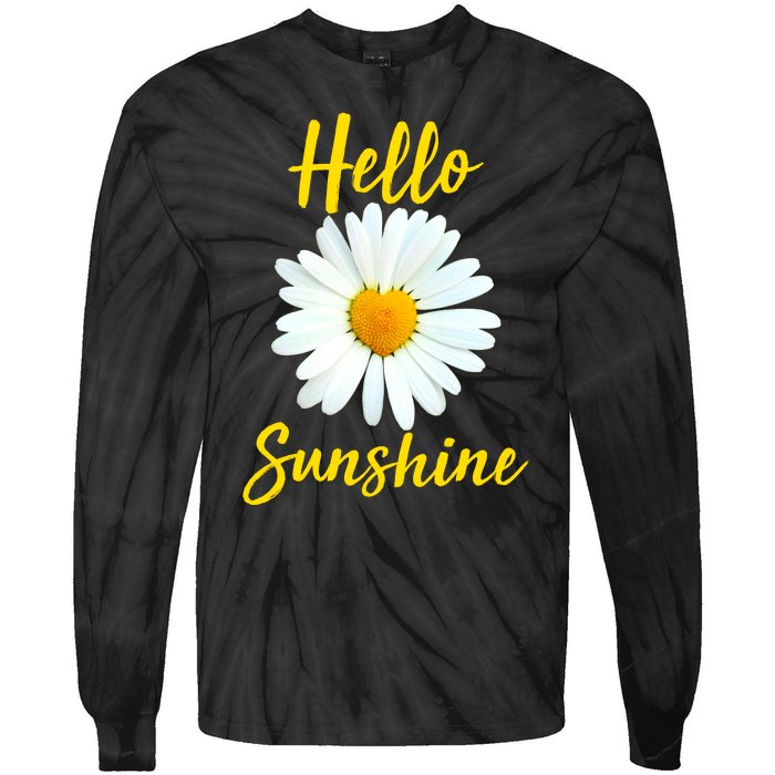 Cute Hello Sunshine Heart Daisy Flower Tie-Dye Long Sleeve Shirt