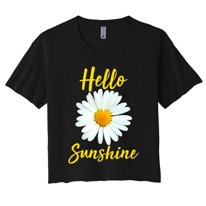 Cute Hello Sunshine Heart Daisy Flower Crop Top