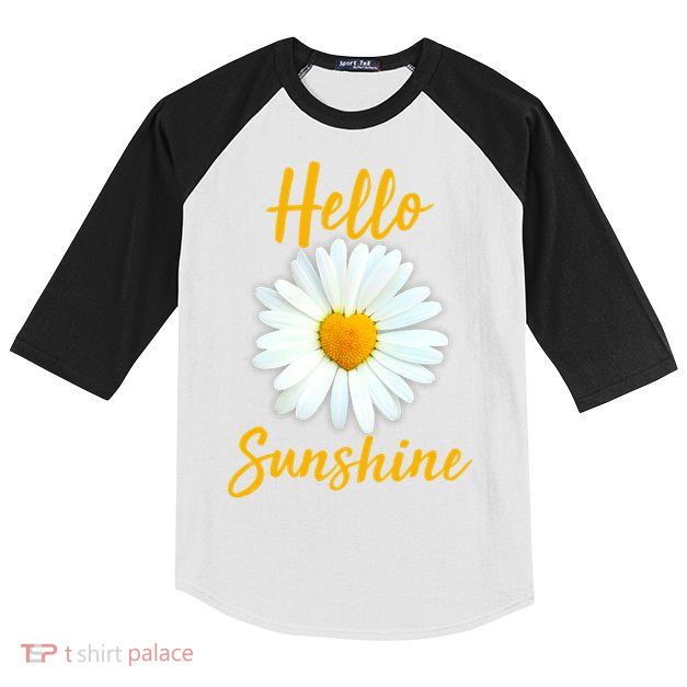 Cute Hello Sunshine Heart Daisy Flower Kids Colorblock Raglan Jersey