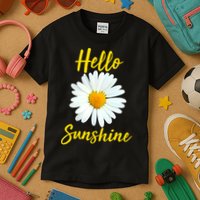 Cute Hello Sunshine Heart Daisy Flower Kids T-Shirt