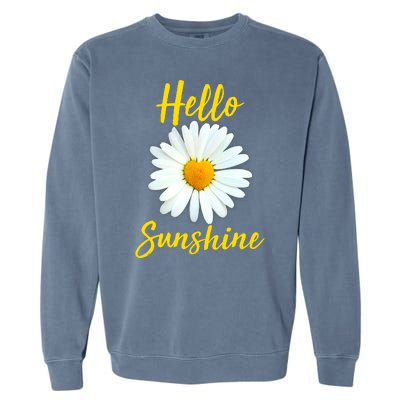 Cute Hello Sunshine Heart Daisy Flower Garment-Dyed Sweatshirt